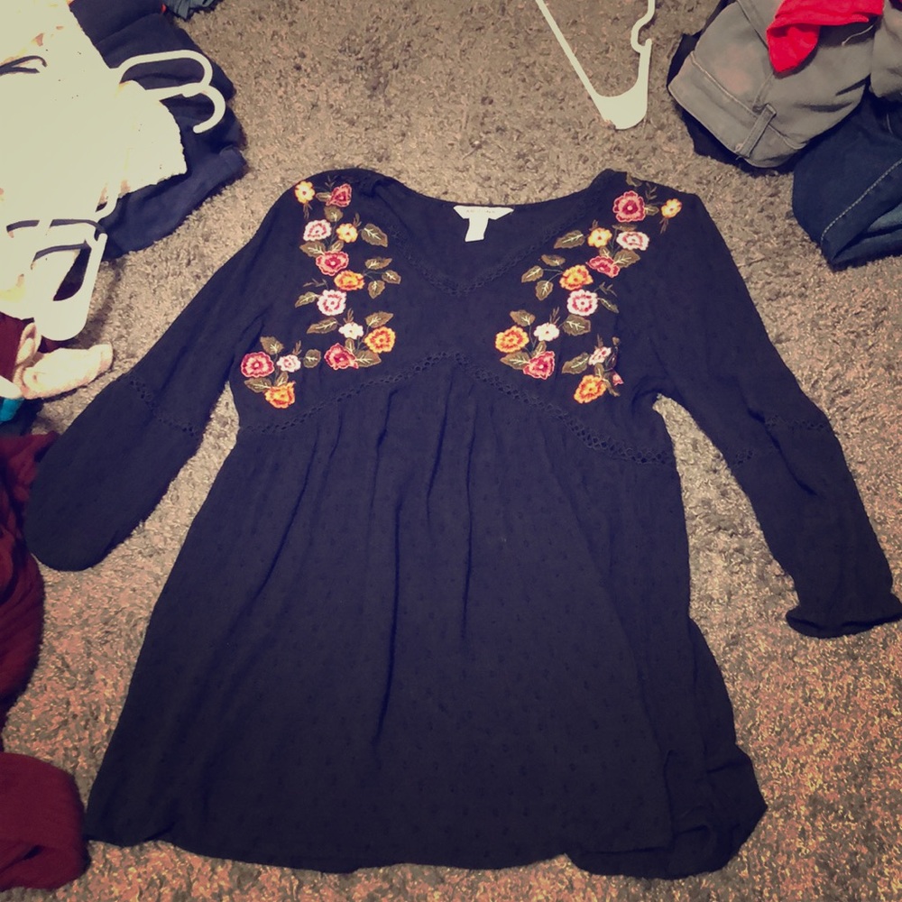 Flower peasant shirt